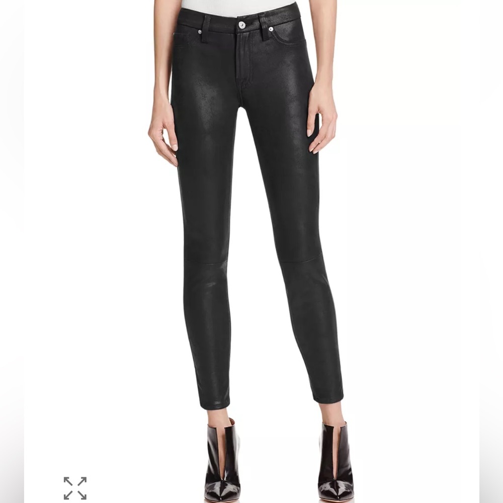 7 FOR ALL MANKIND FAUX LEATHER SKINNY JEANS IN BLACK